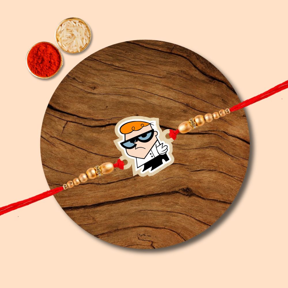 Dexter - Wooden Rakhi with Keychain