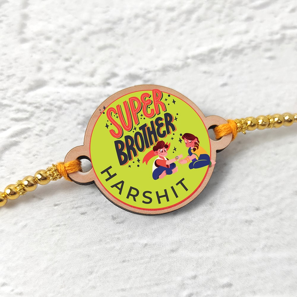 Super Brother - Name Rakhi with Keychain