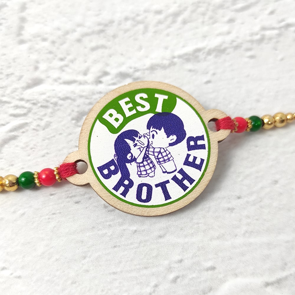 Best Brother - Wooden Rakhi with Keychain