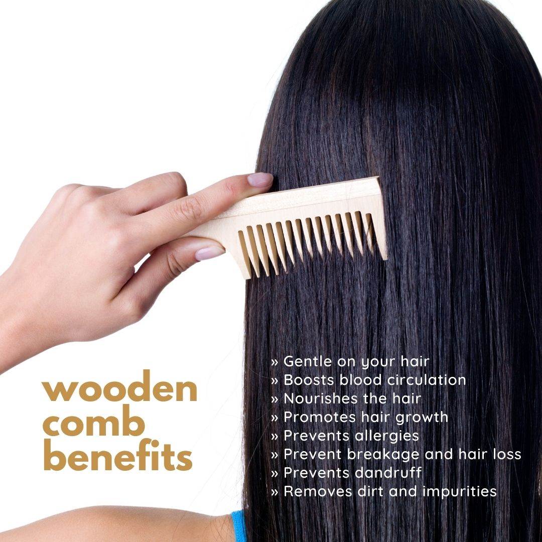 Neem Wooden Handle Comb & Beard Comb (Pack of 2)