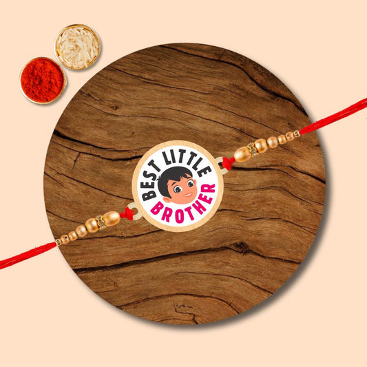 Best Little Brother - Wooden Rakhi with Keychain