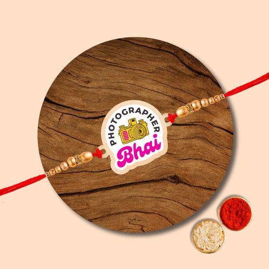 Photographer Brother - Wooden Rakhi with Keychain