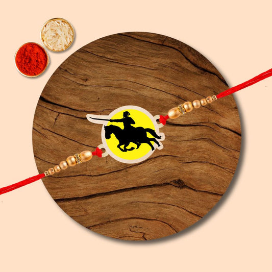Chhatrapati Shivaji Maharaj (Horse)- Wooden Rakhi with Keychain