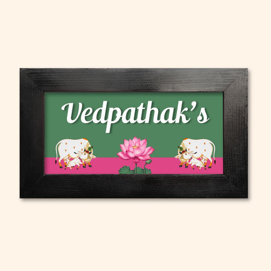 Pichwai Cow Name Plate Yellow