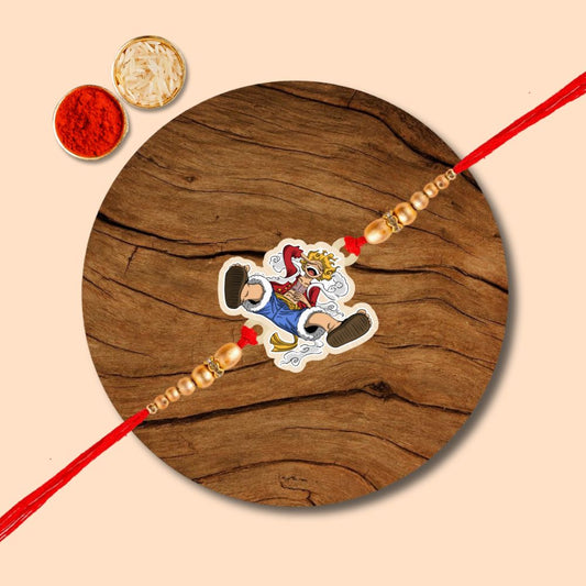 Luffy Anime - Wooden Rakhi with Keychain