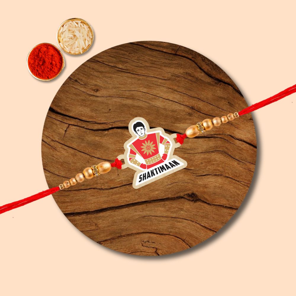 Shaktiman - Wooden Rakhi with Keychain