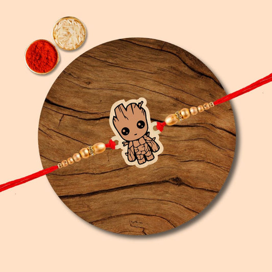 Groot - Wooden Rakhi with Keychain