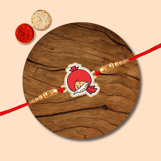 Chacha Chaudhary - Wooden Rakhi with Keychain