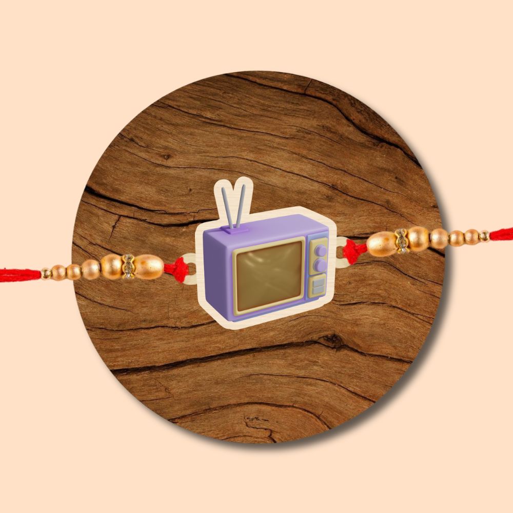 Television l 90's Wooden Rakhi with Keychain