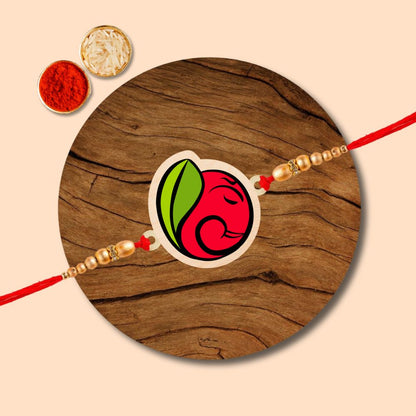 Ganesha - Wooden Rakhi with Keychain