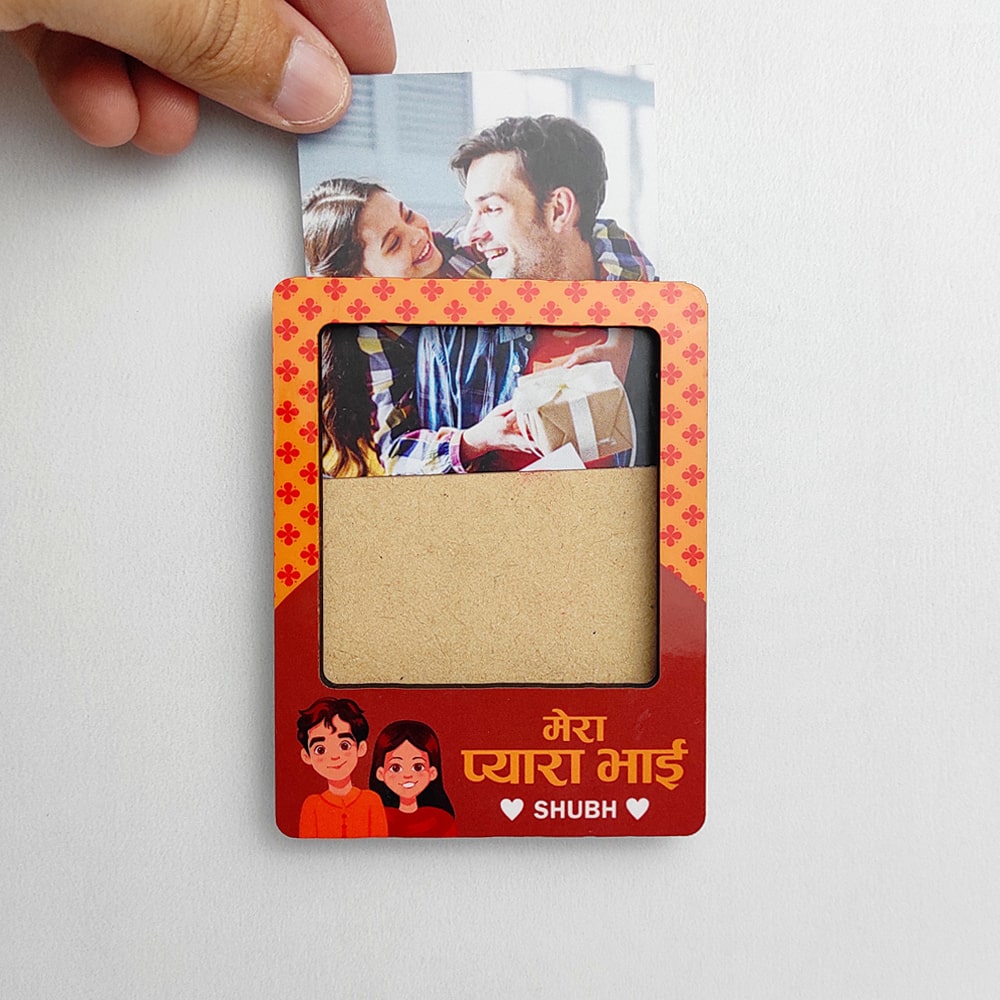 Mera Pyara Bhai - Customized Name Photo Frame Fridge Magnet