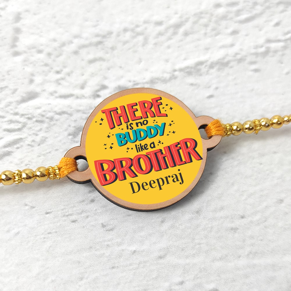 There is no Buddy like a Brother - Name Rakhi with Keychain