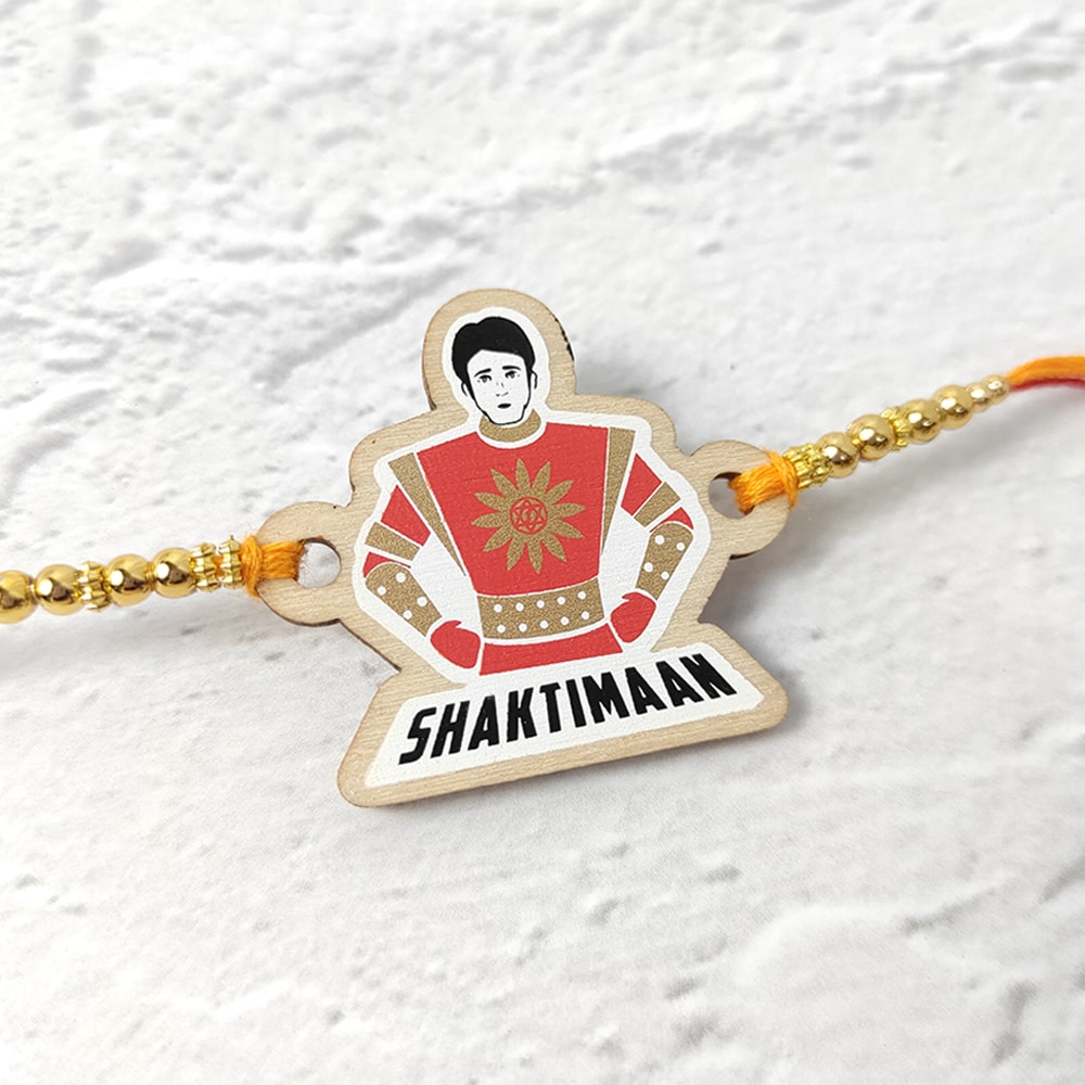 Shaktiman - Wooden Rakhi with Keychain