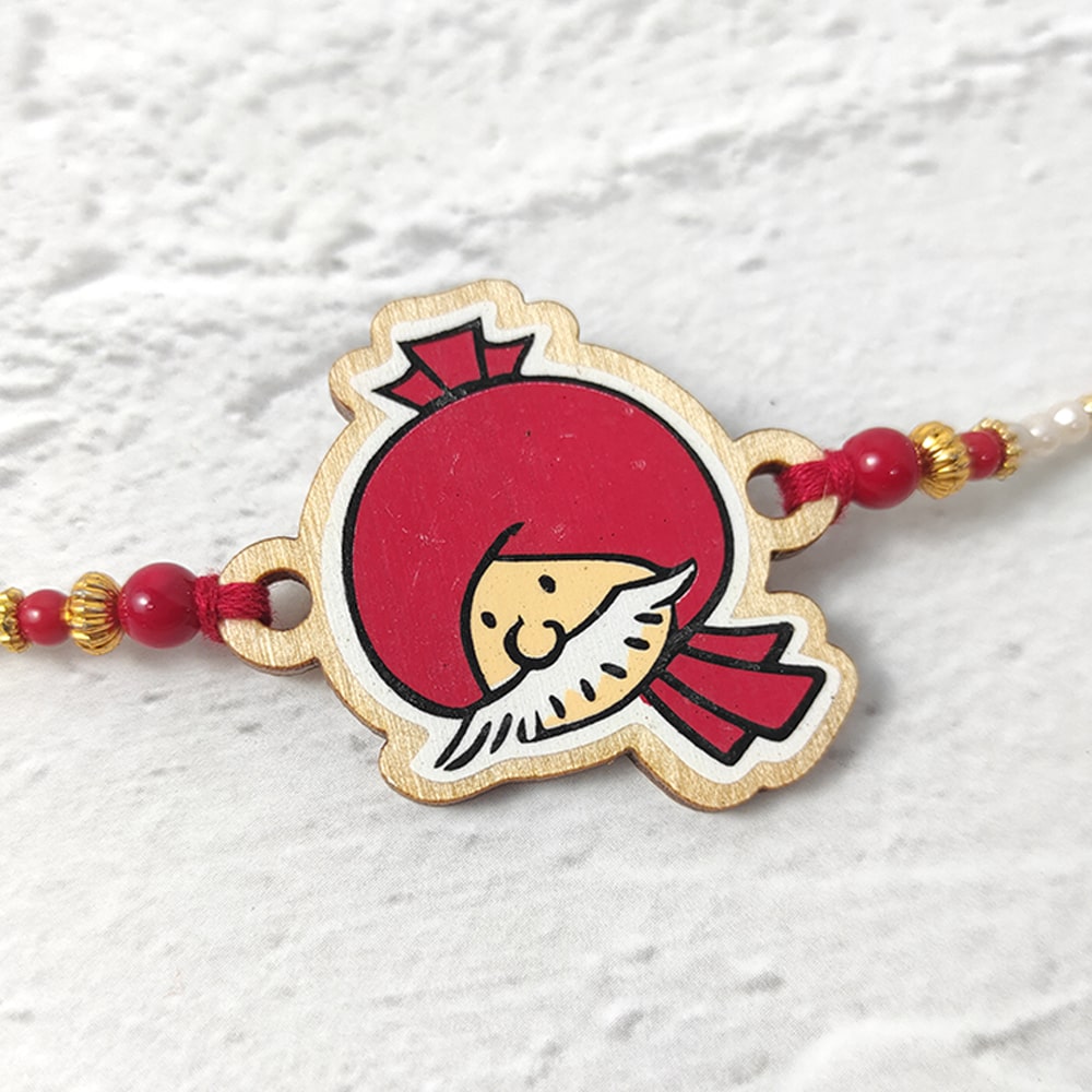 Chacha Chaudhary - Wooden Rakhi with Keychain