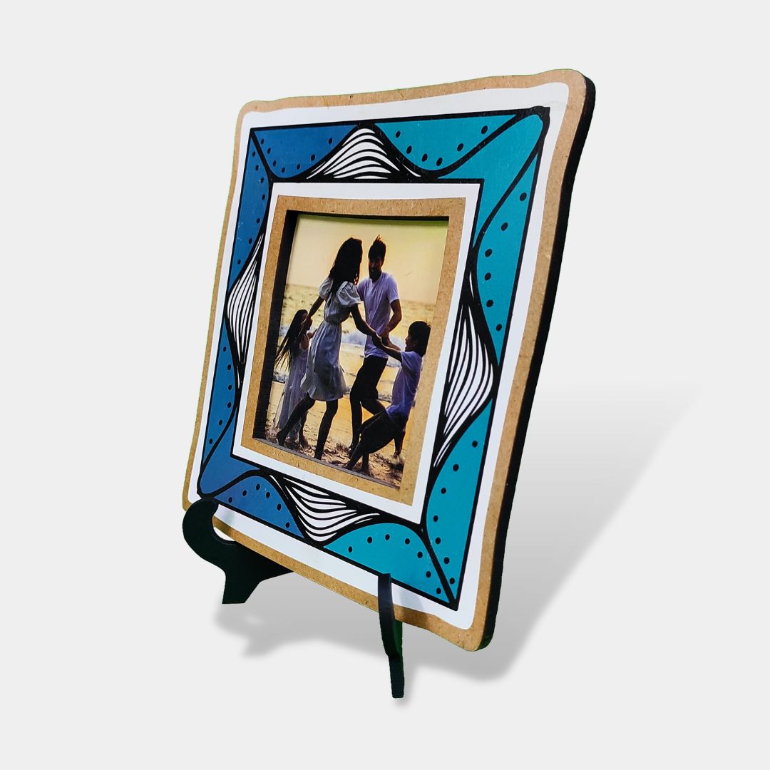 Blue Pattern Wooden Photo Frame