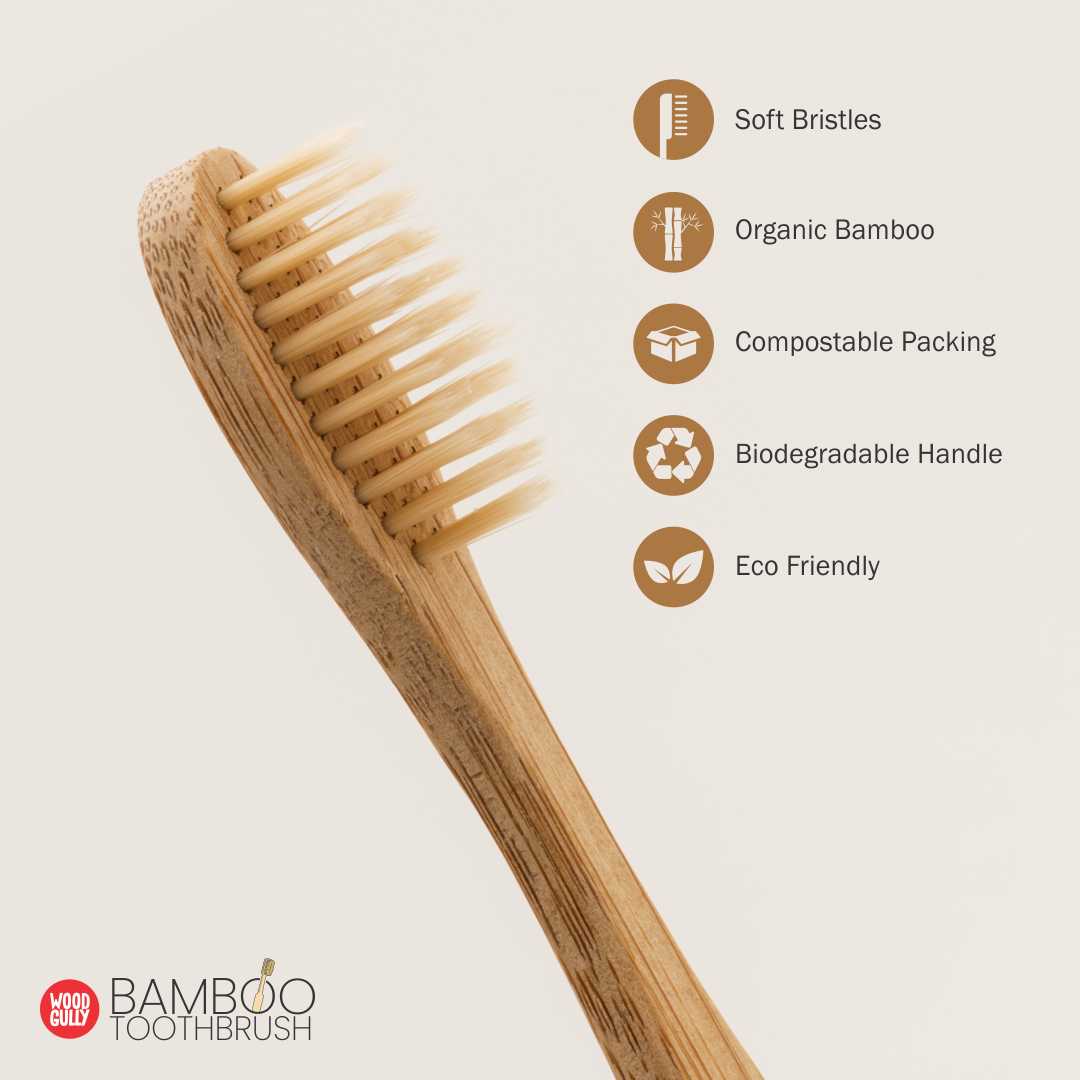 Wood Gully Organic Bamboo Toothbrush (Pack of 3)