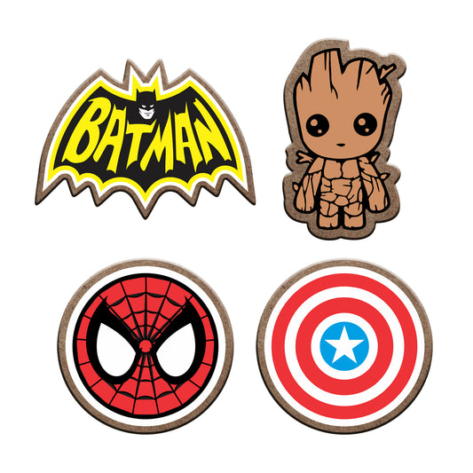 Superhero's Wooden Fridge Magnet (Pack of 4)
