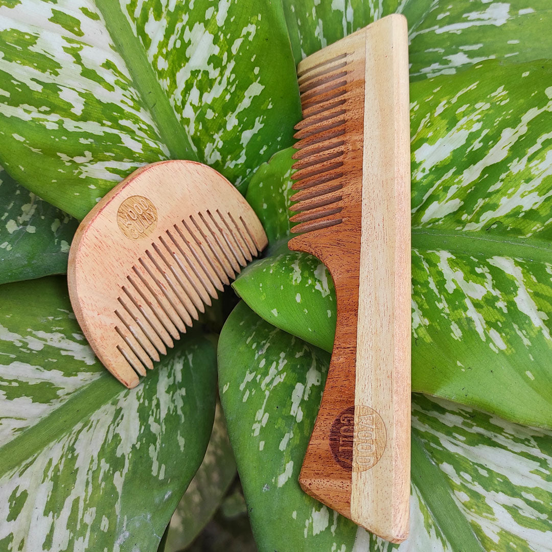 Neem Wooden Handle Comb & Beard Comb (Pack of 2)