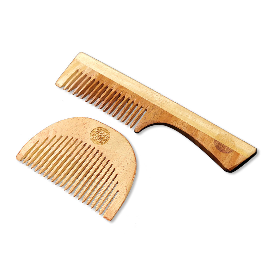 Neem Wooden Handle Comb & Beard Comb (Pack of 2)